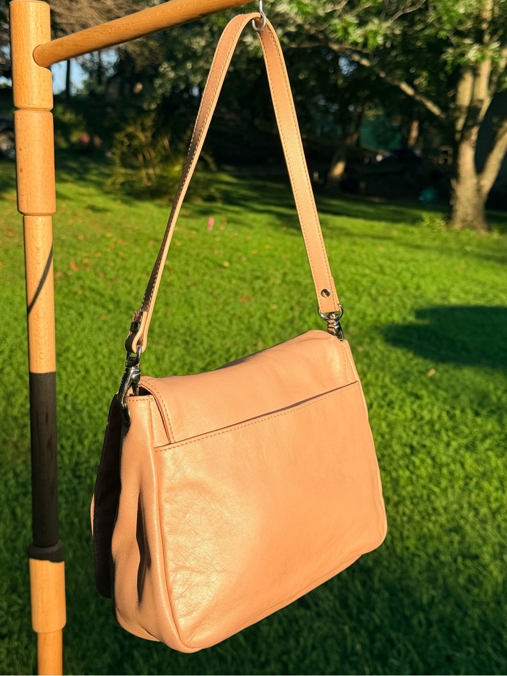 Ralph Lauren Rose Gold Leather Flap Shoulder Bag - Picture 5 of 7